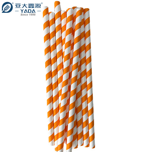 Canudos de papel descartáveis de 8x200 mm no atacado | Canudos biodegradáveis de uso único para smoothies com listras coloridas