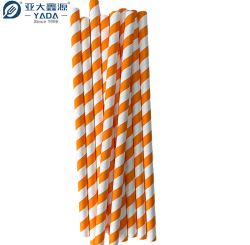 Pajitas de papel desechables de 8 x 200 mm al por mayor | Pajitas biodegradables de un solo uso con rayas arcoíris para batidos