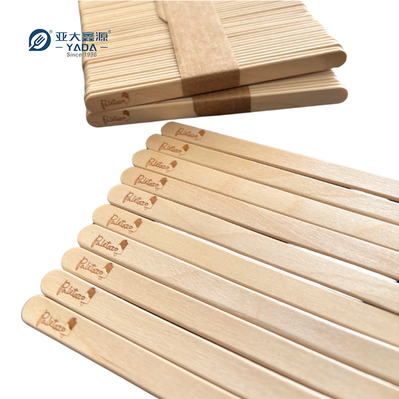 Custom branded 114mm wooden ice cream sticks with hot stamping logo