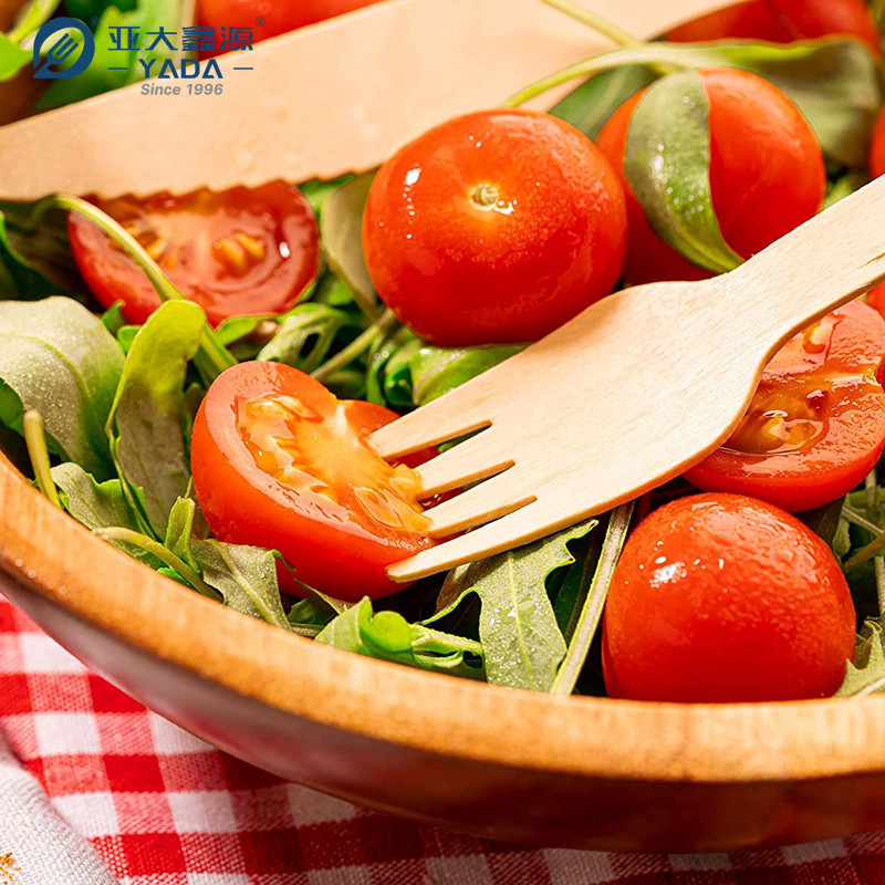 Disposable wooden salad forks