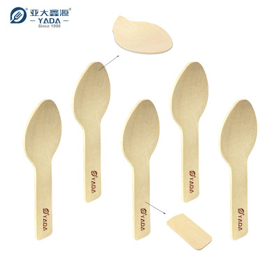 YADA 75mm 一次性桦木小勺：食品级试吃甜品勺，可定制 Logo 提升品牌溢价
