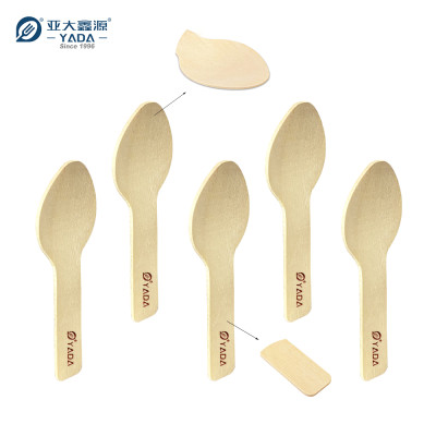 YADA 75mm 一次性桦木小勺：食品级试吃甜品勺，可定制 Logo 提升品牌溢价