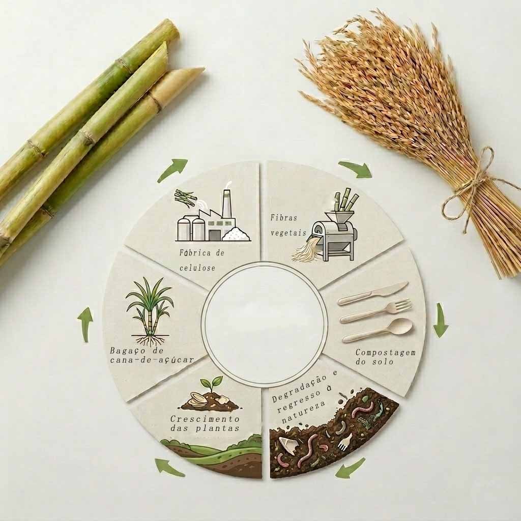 Esquema do processo de produção dos talheres de fibra vegetal