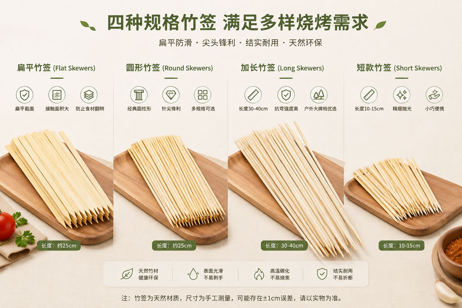 四种常用规格竹签