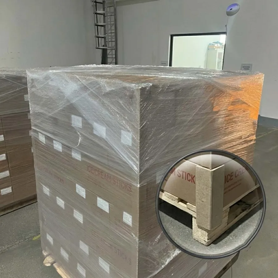 Finished YADA cartons palletized and stretch-wrapped in the ERP-managed finished goods warehouse before loading