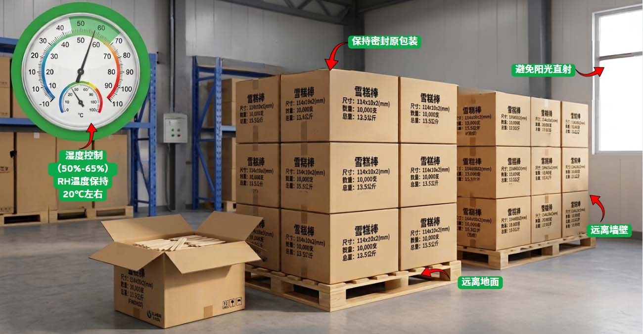 木制雪糕棒防止干裂的储存方法