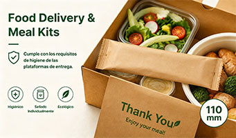Catering and food delivery with wrapped cutlery
