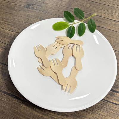 60mm Mini Wooden Sporks Wholesale | Biodegradable Dessert Taster Spork | YADA