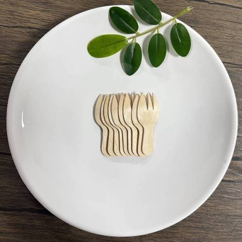60mm Mini Wooden Sporks Wholesale | Biodegradable Dessert Taster Spork | YADA