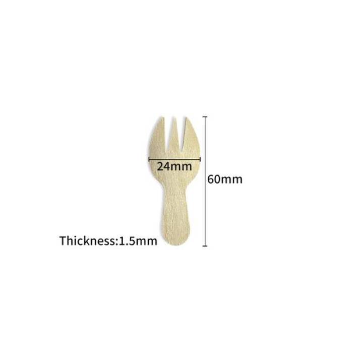 Cuchara-tenedor de madera mini de 60 mm al por mayor | Spork biodegradable para degustar postres | YADA
