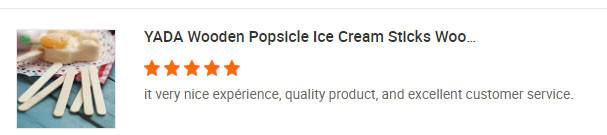 Five-star review on YADA Wooden Popsicle Ice Cream Sticks - quality product and excellent customer service