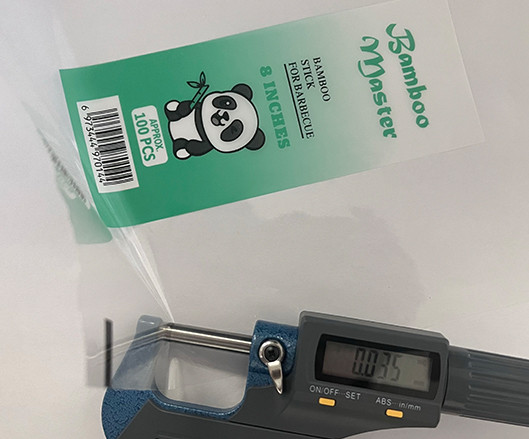 35µm glossy film thickness measurement for printed skewer packaging