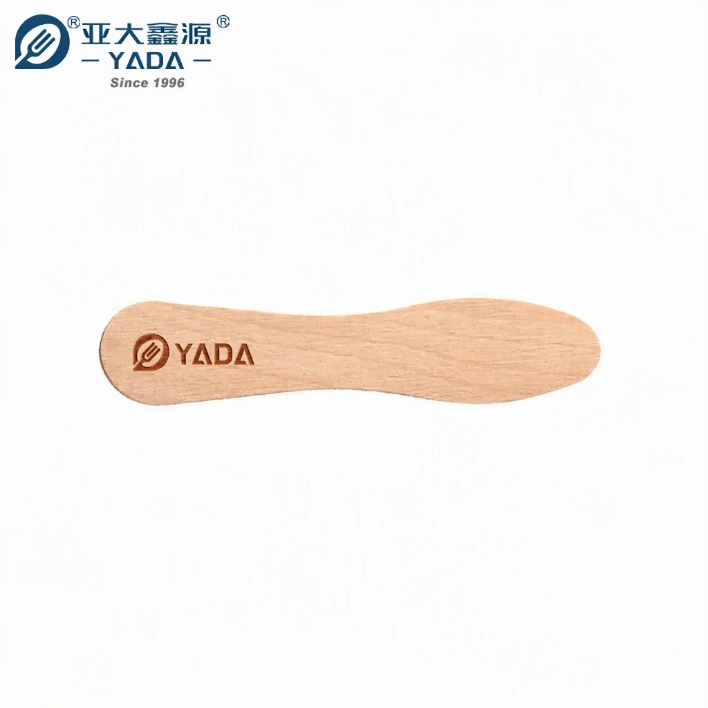 Custom logo hot-stamped directly on 75mm wooden taster spoons