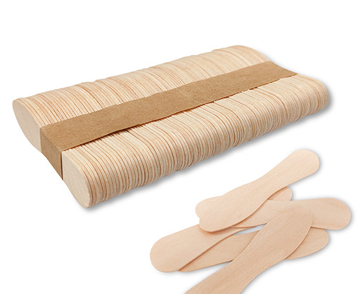 75mm wooden taster spoons, wooden bow tie ice cream spoons in natural birch