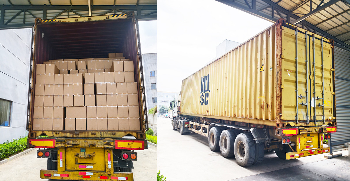 Container loaded with palletized 114mm ice cream sticks bound for Spain