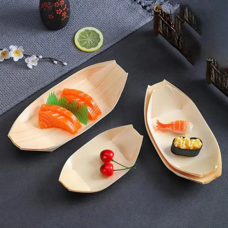 disposable wooden sushi boats