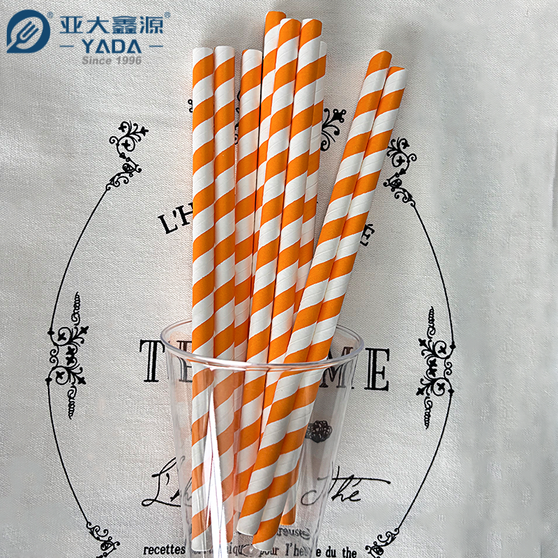 Pajitas de papel con tiras blancas y anaranjadas (venta al por mayor)