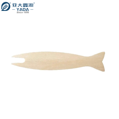 95mm Fish-shaped Wooden Chip Forks Wholesale | Birch Wood French Fry Forks | Wooden Mini Fruit Forks