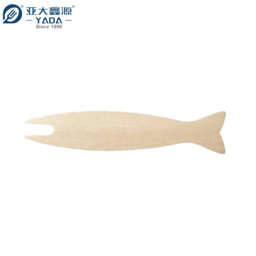 95mm Fish-shaped Wooden Chip Forks Wholesale | Birch Wood French Fry Forks | Wooden Mini Fruit Forks