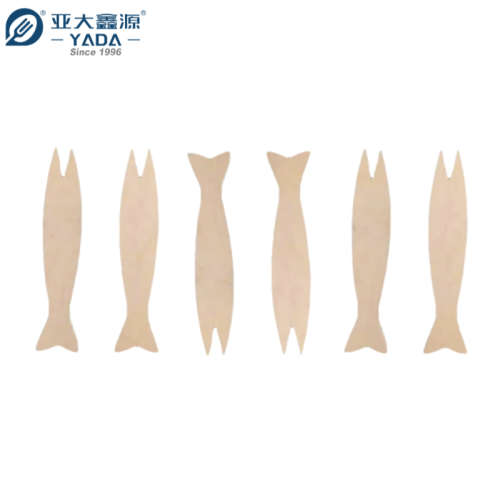 95mm Fish-shaped Wooden Chip Forks Wholesale | Birch Wood French Fry Forks | Wooden Mini Fruit Forks