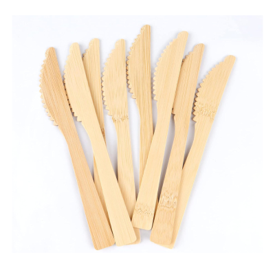 YADA 6.69" Cuchillos Desechables de Bambú a Granel - Cuchillería Ecológica con Mango de Bambú para Venta al Por Mayor y Embalaje Personalizado