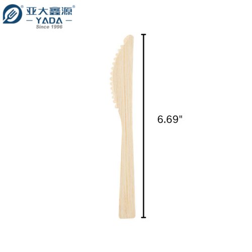 YADA 6.69" Disposable Bamboo Knives in Bulk – Eco-Friendly Bamboo Handle Cutlery for Wholesale & Custom Packaging