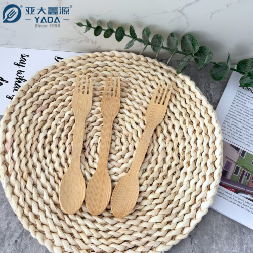 Spork de bambu descartável de duas pontas – talher ecológico 2 em 1