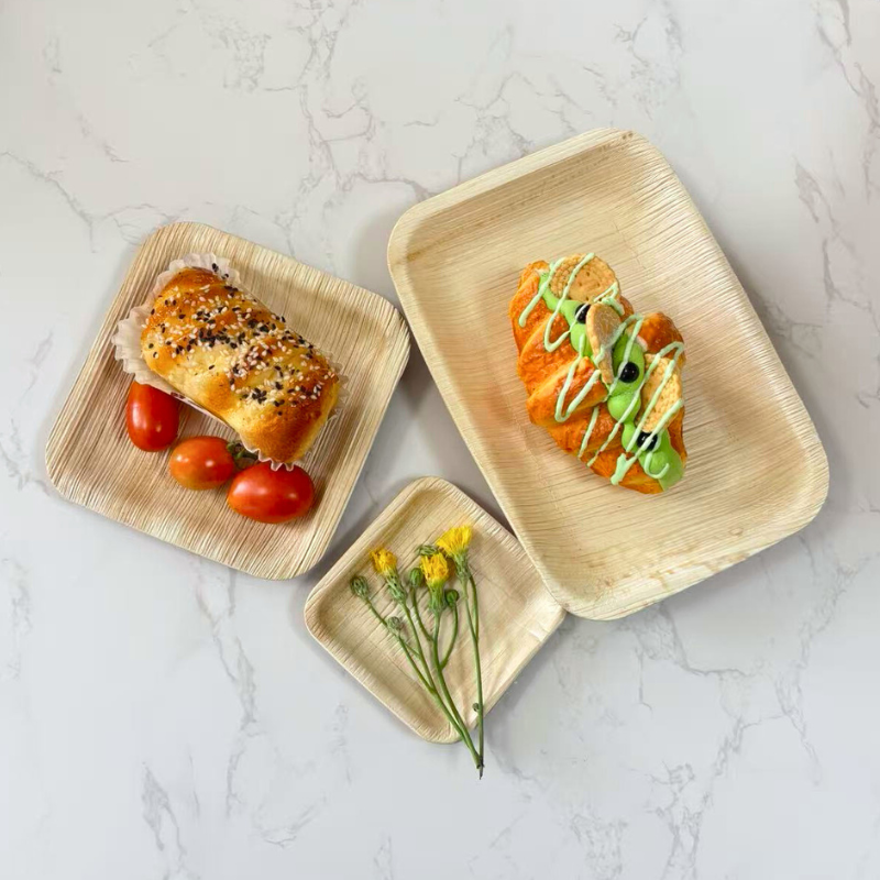 Platos de hoja de palma cuadrados desechables
