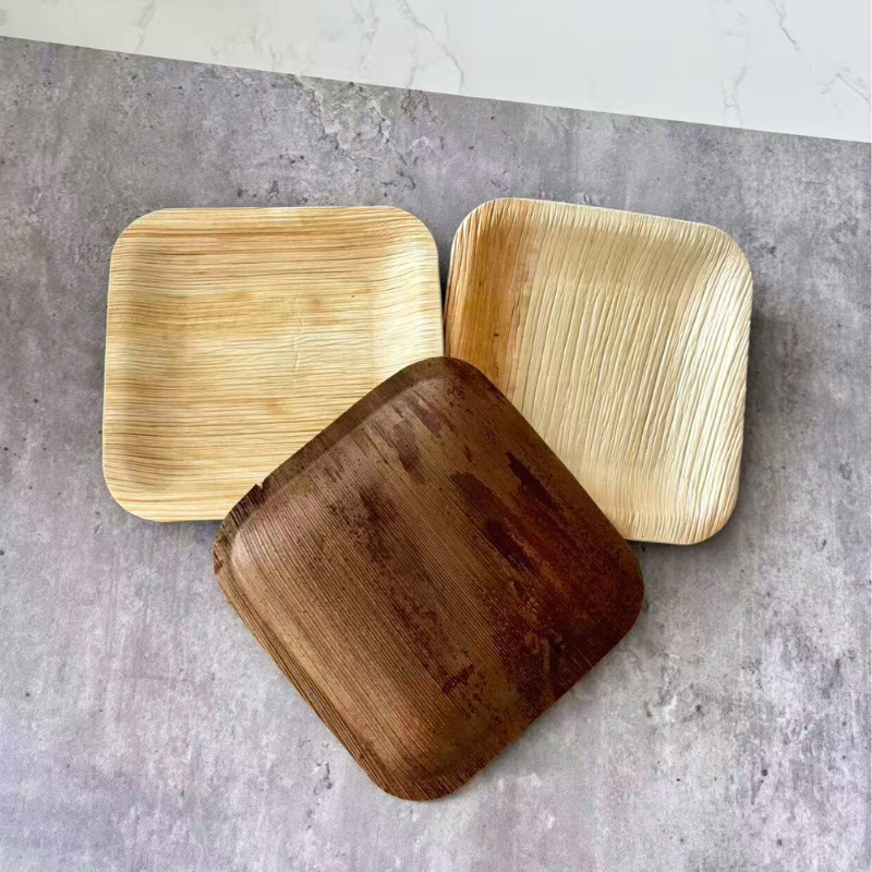 Platos cuadrados ecológicos de hoja de palma