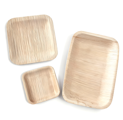 Platos naturales de hoja de palma para mesa | Platos para catering cuadrados hoja de palma | Platos cuadrados hoja de palma al por mayor