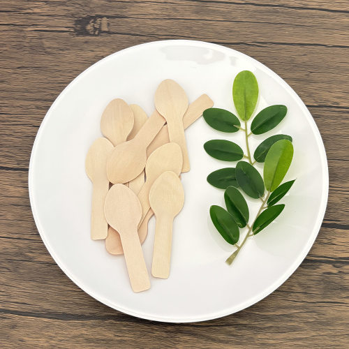 75mm Mini Wooden Dessert Spoons Wholesale | Custom Logo Tasting Spoons | YADA