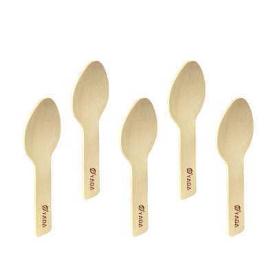 75mm Mini Wooden Dessert Spoons Wholesale | Custom Logo Tasting Spoons | YADA