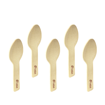 75mm Mini Wooden Dessert Spoons Wholesale | Custom Logo Tasting Spoons | YADA