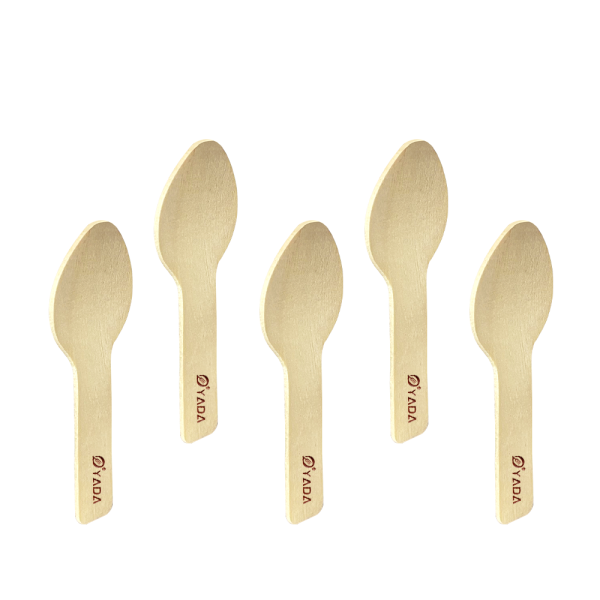 75mm Mini Wooden Dessert Spoons Wholesale | Custom Logo Tasting Spoons | YADA