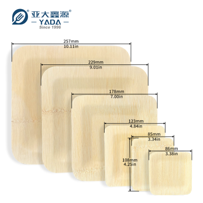 Disposable eco-friendly bamboo plates in various sizes