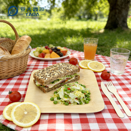 Disposable eco-friendly bamboo plates in various sizes