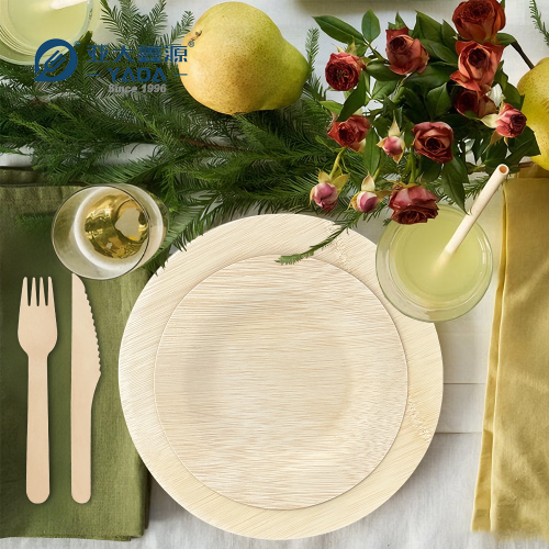 Disposable eco-friendly bamboo plates in various sizes