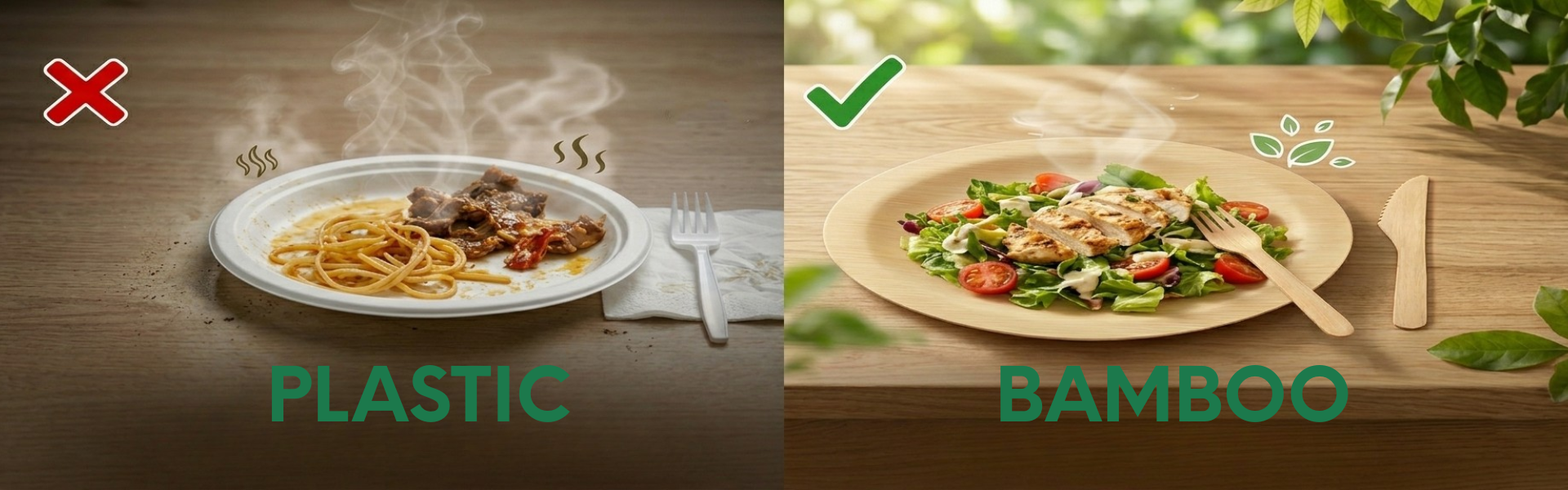 Plastic cutlery VS bamboo cutlery
