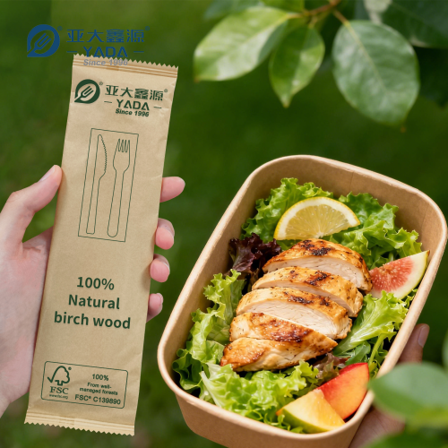 Disposable Bamboo Cutlery 3 In 1 Kit (Knife+Fork+Napkin)