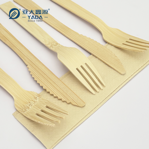 Disposable Bamboo Cutlery 3 In 1 Kit (Knife+Fork+Napkin)