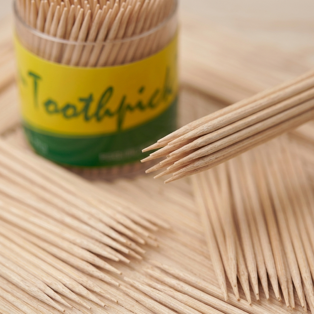 round wooden toothpicks made of premium birch wood toothpicks material