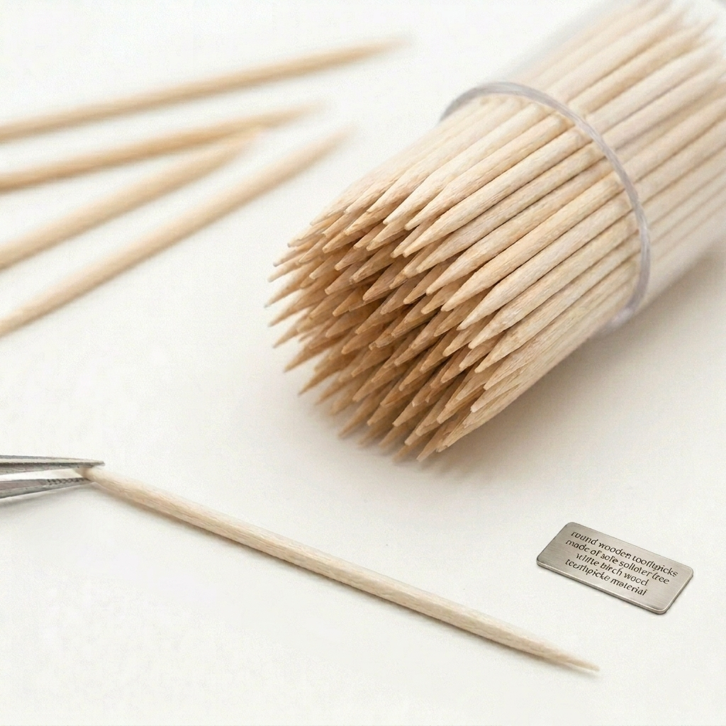 round wooden toothpicks made of white birch wood toothpicks material