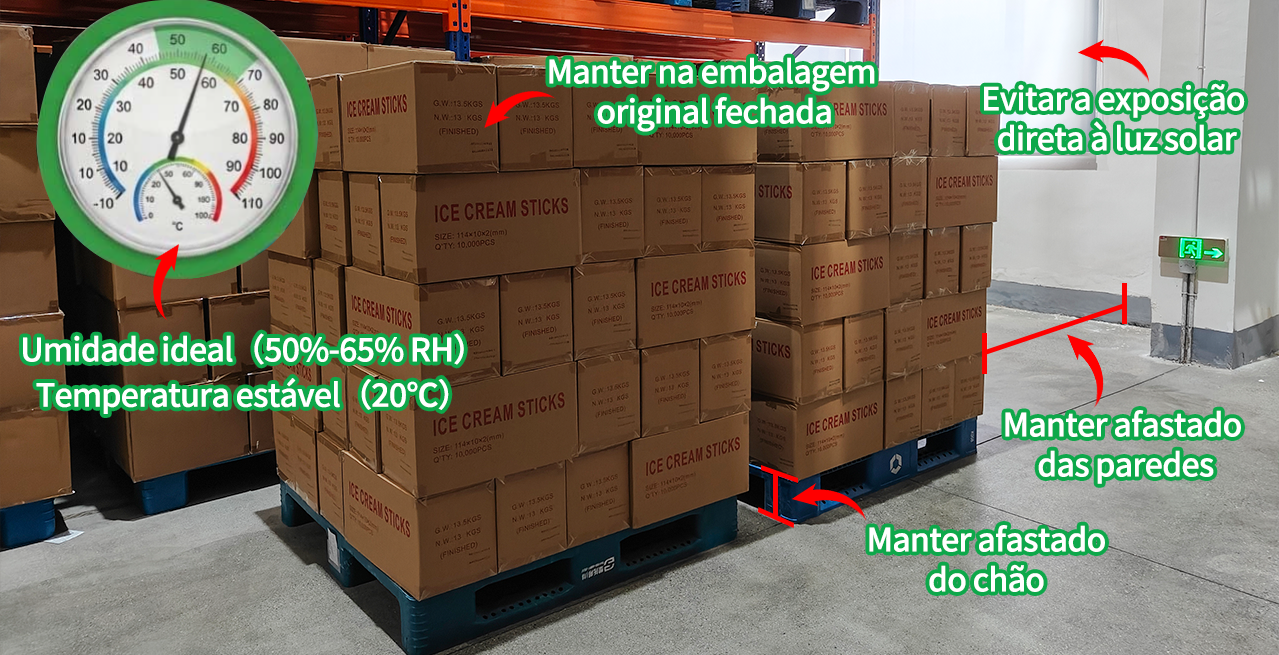 Como armazenar palitos de sorvete de madeira em lote?