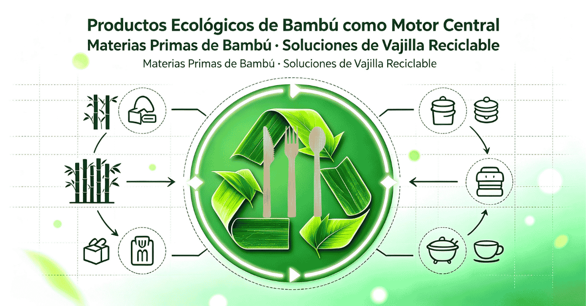 Paisaje de bosque de bambú exuberante, que simboliza la fuente natural de materias primas para productos de bambú sostenibles