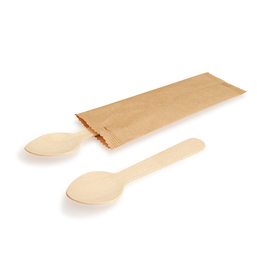 110mm individually wrapped disposable wooden spoon