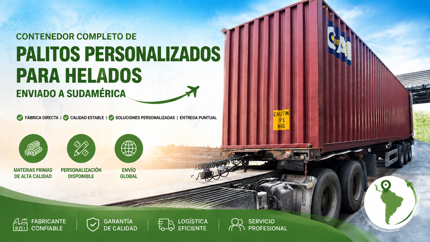 ¡Confianza a través de hemisferios! YADA Industrial envía palitas de helado personalizadas a Sudamérica