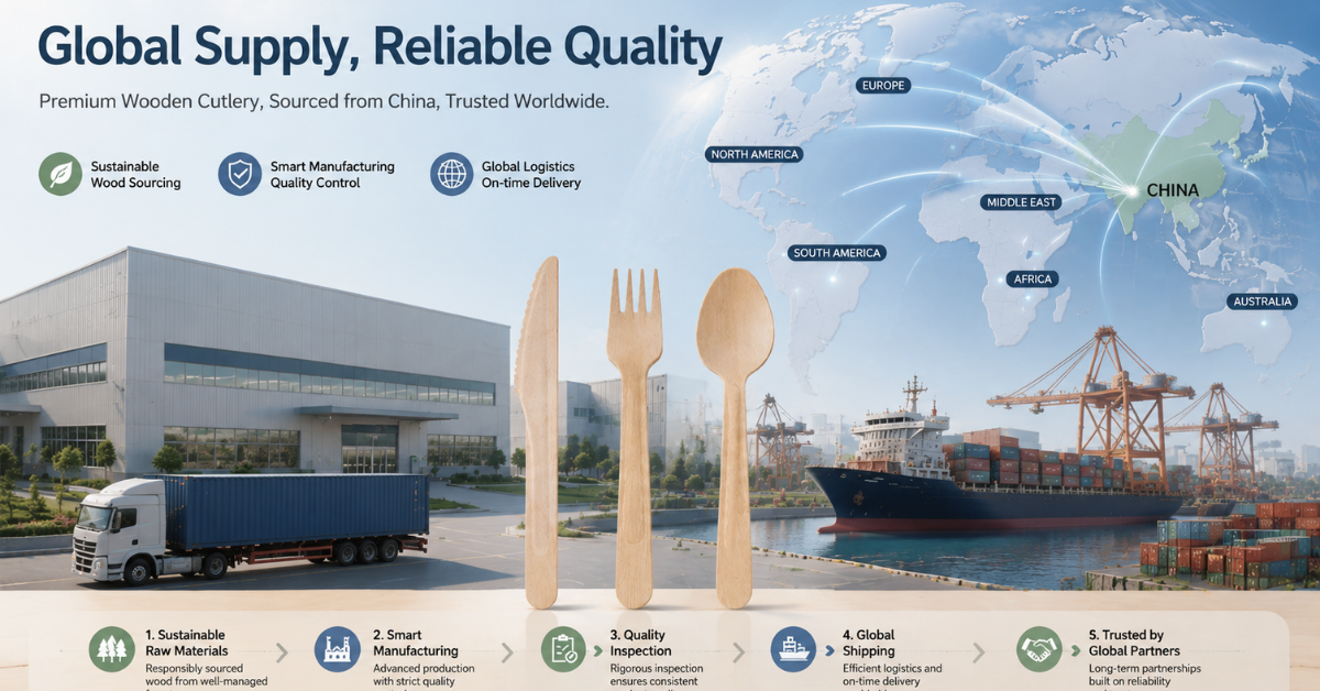 Global supply overview — YADA sustainable wood sourcing, smart manufacturing, quality inspection, global logistics, and long-term partnerships.