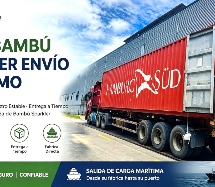 YADA envía varillas de soporte de bambú para fuegos artificiales en contenedor 40HQ al Sudeste Asiático