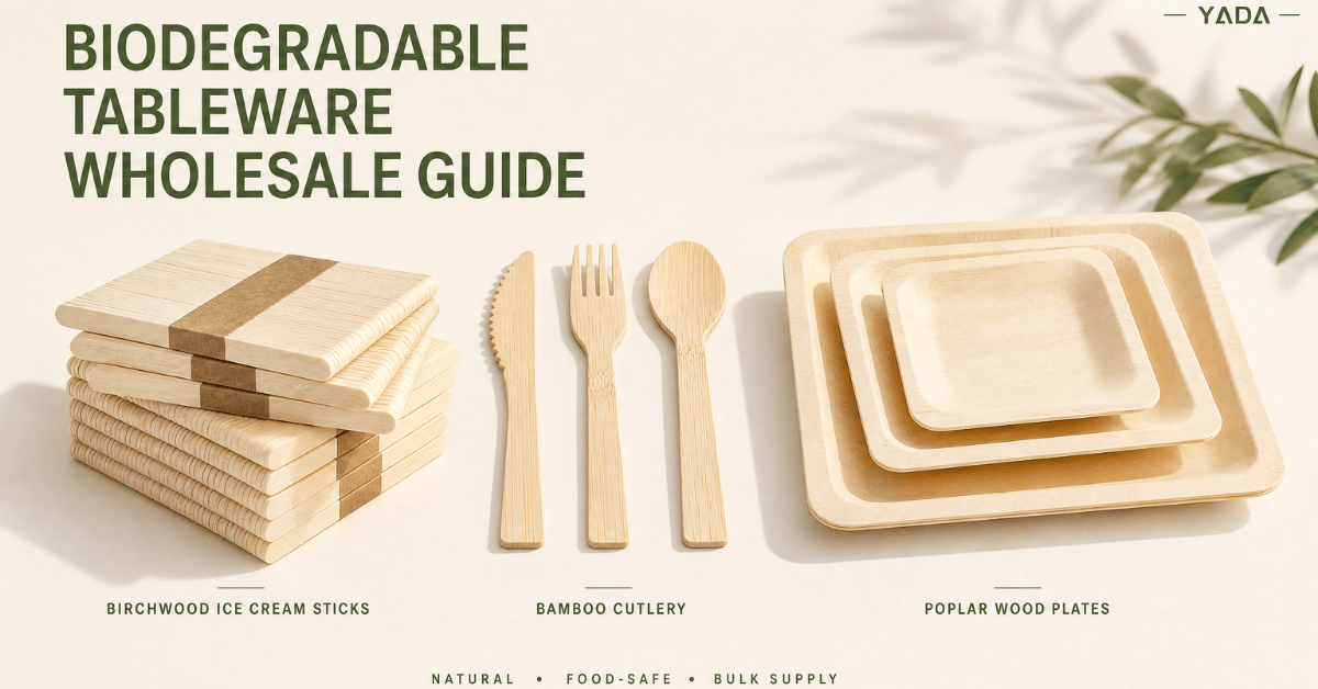 Birch, bamboo and poplar wooden cutlery material selection