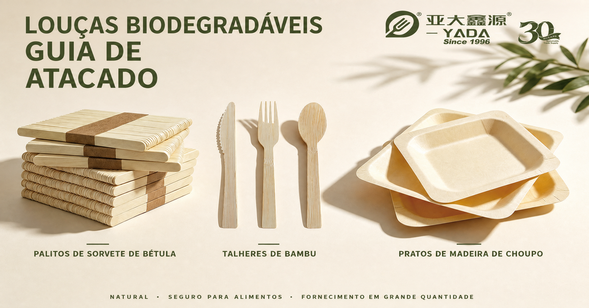 Seleção de material de talheres de madeira: bétula, bambu e álamo